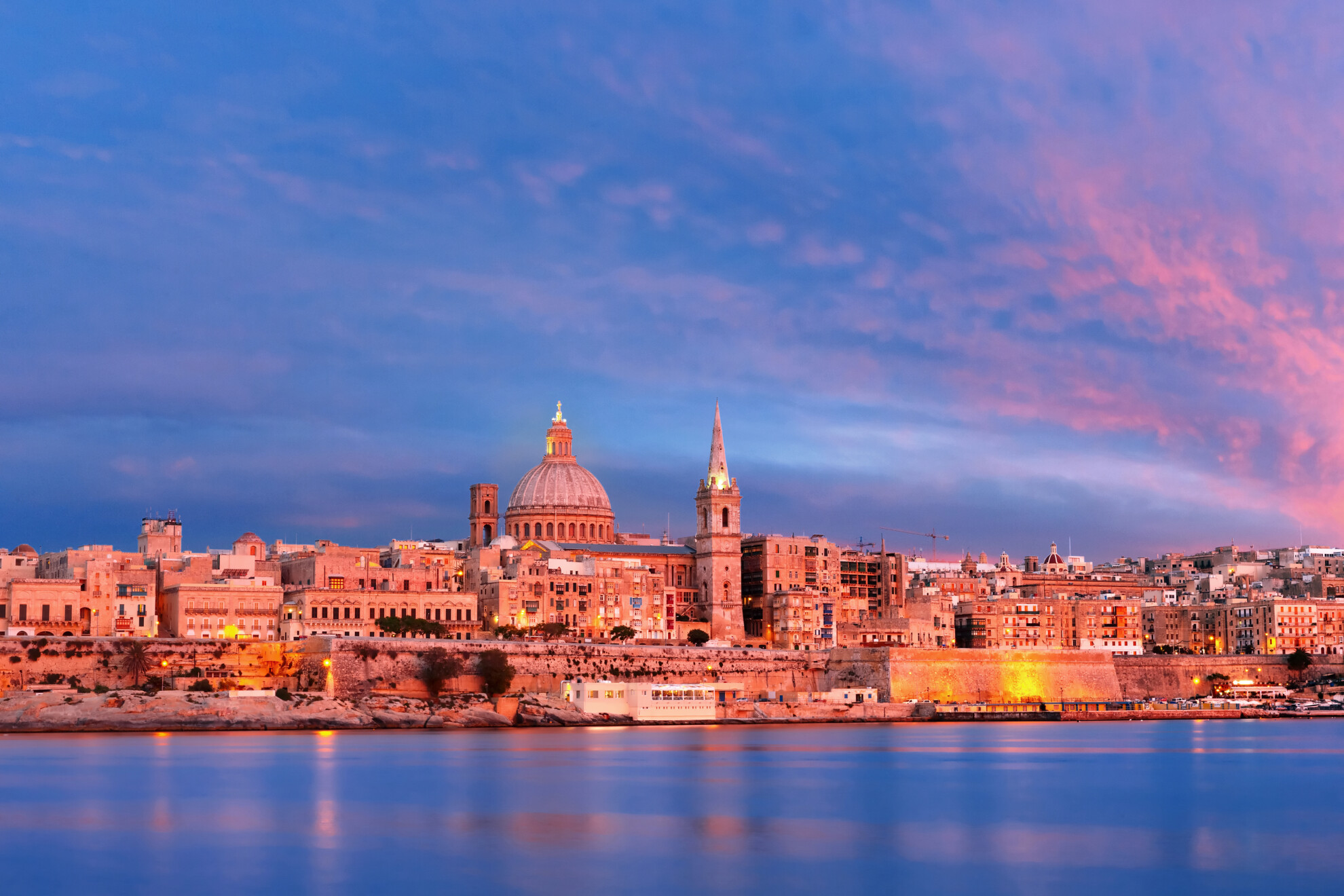 Valletta Skyline from Sliema at sunset, Malta